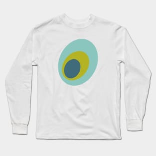 Peacock Colors Geometric Ovals Retro Long Sleeve T-Shirt